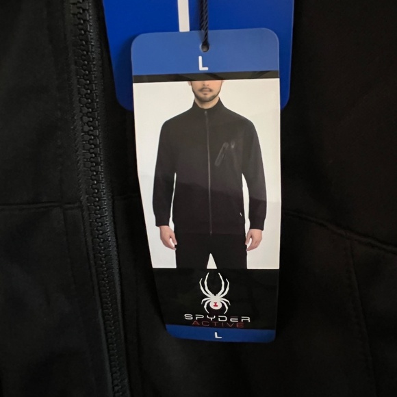 Spyder Active Men's Full Zip Jacket  Size L G Black New with Tags - Picture 10 of 11